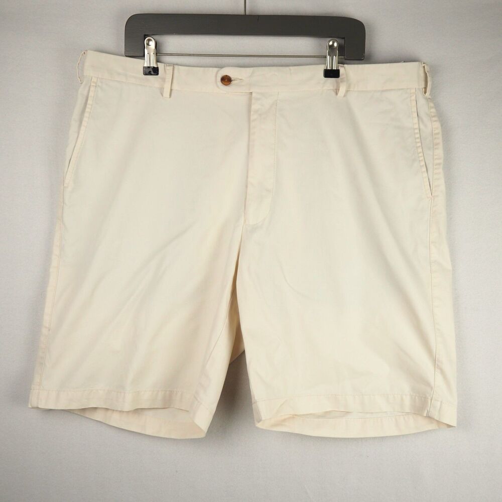 Peter Millar Lightweight Soft Twill Shorts Mens 40 Cream Beige Pima Cotton 9"